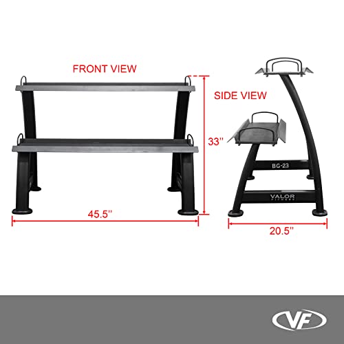 Valor Fitness Kettlebell Storage Rack 2 Tier Levels Heavy Duty Weight Holder Organize Gym Equipment BG-23