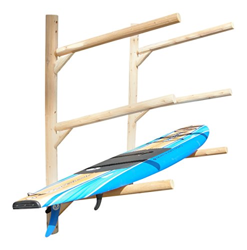 Log Kayak Rack 3 Place Wall Mount Kayak Canoe SUP Rack Natural Finish Natural