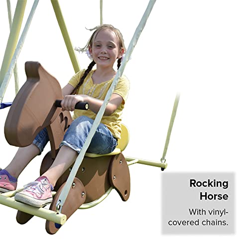 Sportspower Super 8 Metal Swing Set with Slide Yellow/White/Blue