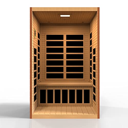 Dynamic Saunas Santiago Elite 2-Person Ultra Low EMF FAR Infrared Sauna Honey Stain Finish
