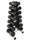 Ader Octagon Rubber Dumbbells Set 5-50LB (400LB) with Rack & Mat Black