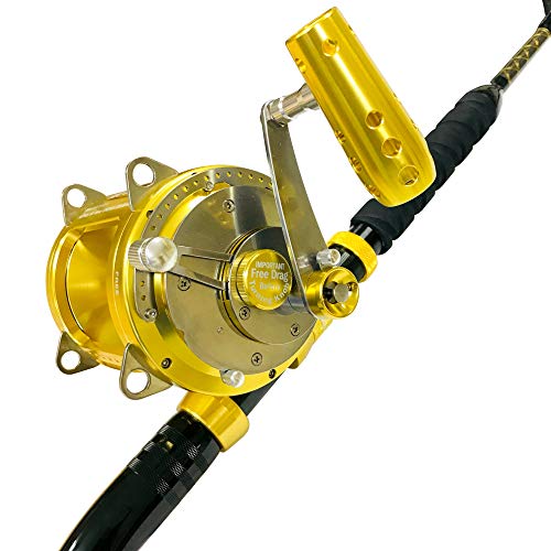 EAT MY TACKLE 80W 2-Speed Reel on Long Dredge Rod Gold