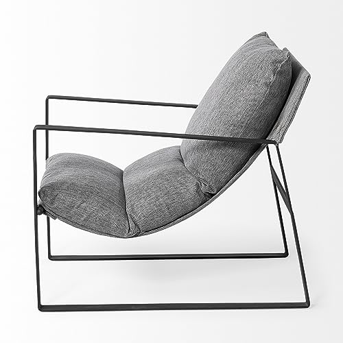 HomeRoots Stone Gray and Black Metal Sling Chair Black