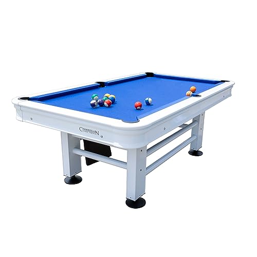 Chamberlain Game Tables Malibu Nights 7 Ft Outdoor Pool Table White and Blue