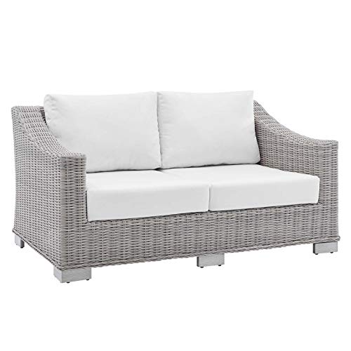 Modway Conway Sunbrella Outdoor Patio Loveseat Light Gray White