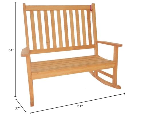 Windsor Teak Furniture Premium Grade A Teak Valencia High Back Double Rocker Bench Natural Teak