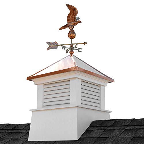Good Directions 30" Square Manchester Vinyl Cupola with Eagle Weathervane White