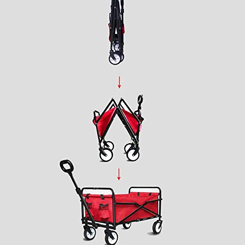 5sssallefaa Folding Trolley Cart Portable Garden Wagon 60 Kg Capacity Red