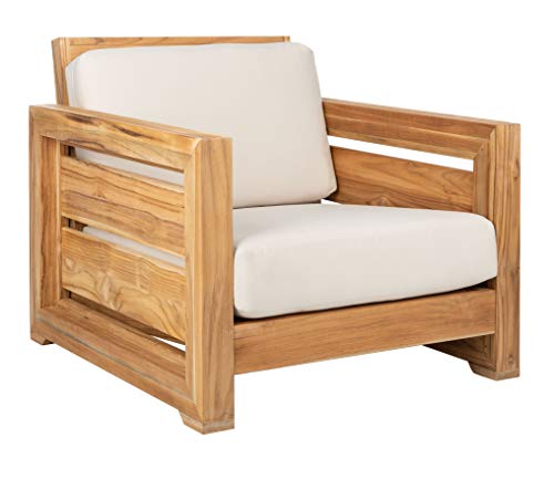 Safavieh Couture Patio Guadeloupe Outdoor Club Chair Natural/White
