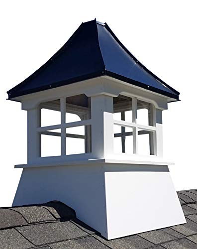 Accentua Monterey Cupola 24 in. Square 39 in. High White with Black Aluminum Roof