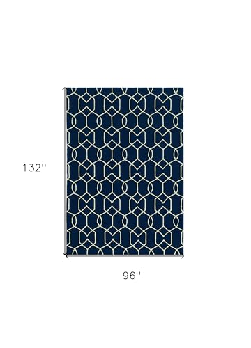 HomeRoots 8' x 11' Navy Blue Moroccan Indoor Outdoor Area Rug