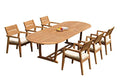 WholesaleTeak 7-Piece Grade-A Teak Wood Dining Set with Double Extension Oval Table and 6 Vellore Stacking Arm Chairs Teak