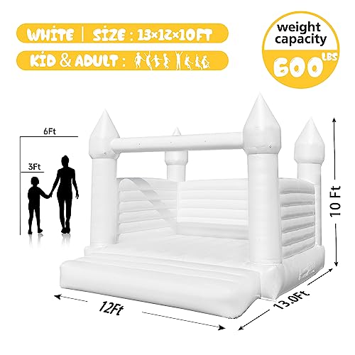 OZIS White PVC Inflatable Bounce House Castle 13x12x10FT with Blower
