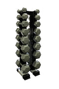 Ader Sporting Goods Hex Cast Iron Dumbbell Set with Vertical Rack Grey