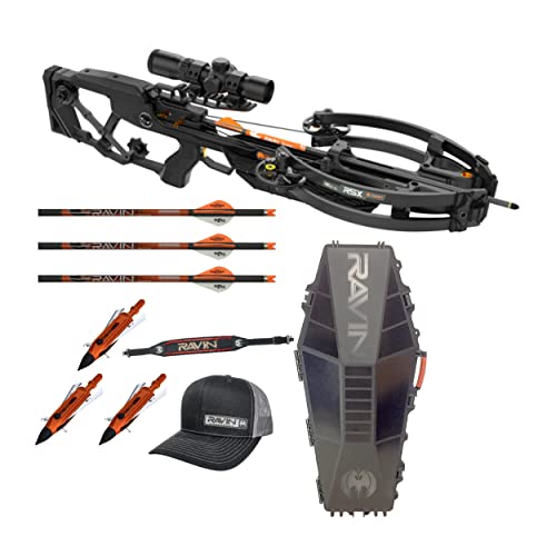 RAVIN R5X Crossbow Bundle with Hard Case, Shoulder Sling, Aluminum Broadheads (3-Pack) & Kickback Trucker Hat Black