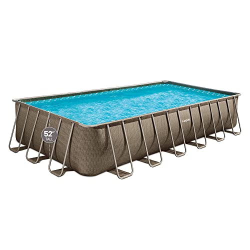 Funsicle Oasis Designer Rectangular Frame Pool Set Brown Basket