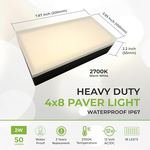 LUMENGY Paver Light 4x8 Inch 2700K Warm White Brick Lighting (8-Pack)