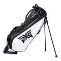 PXG Golf Lightweight Carry Bag with Carbon Fiber Stand Legs, 4-Way Top, Disconnect Straps, Padded Back Panel, Insulated Water Bottle Pocket, and Snap-on Rain Hood Black and White