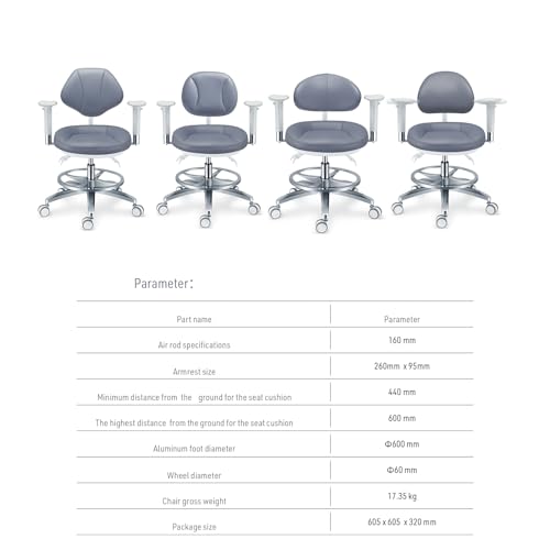 TEPTOARCH Microfiber Leather Doctor's Chair with Armrests White