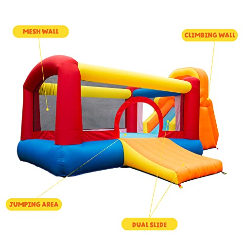 BANZAI Double Slide Backyard Bouncer Inflatable Bounce House Multi