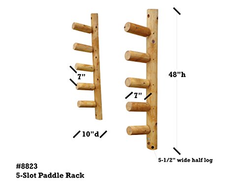 Log Kayak Rack 5 Slot Paddle Board and Fishing Pole Log Rack Natural