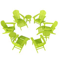 WO WESTIN OUTDOOR HDPE Adirondack Chair Set of 12 with Ottomans and Side Tables Lime