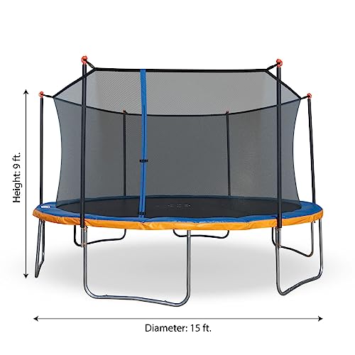 Sportspower Kids Trampoline with Safety Enclosure, 15FT Round Blue