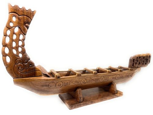 Tikimaster Waka Warrior Canoe 48 Inch Natural Monkeypod Replica