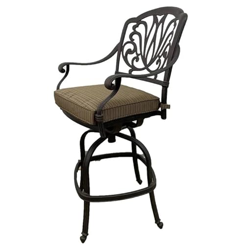 Elisabeth Cast Aluminum Patio Bar Set with Swivel Stools Desert Bronze