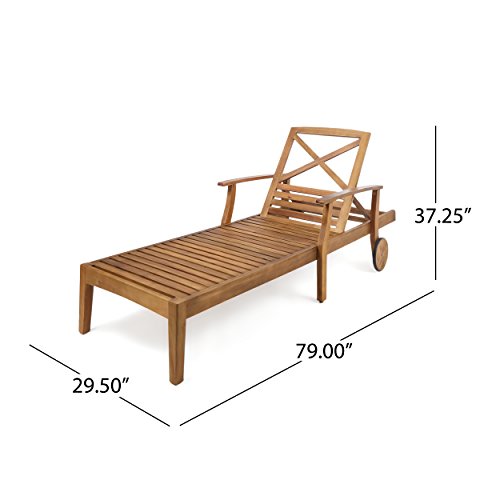 Great Deal Furniture GDFStudio Outdoor Teak Finished Acacia Wood Chaise Lounge Set of 4 Teak Finish