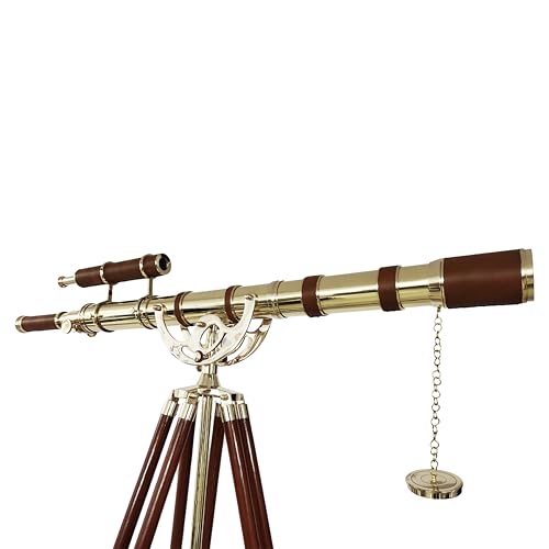 NAVIROCK Vintage Marine Brass Telescope Shiny Finish with Adjustable Tripod