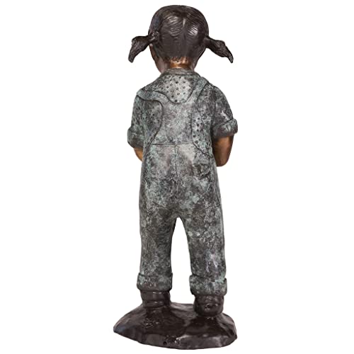 Design Toscano Caitlyn Little Gardener Cast Bronze Garden Statue Green