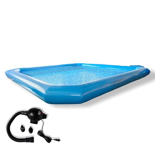 INTSUPERMAI 19.7ft Blue Inflatable Above Ground Pool with Blower