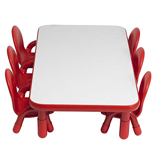 Angeles BaseLine Toddler Table & 6 Chairs Set Red