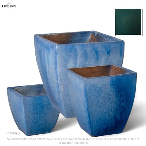 Emissary Square Stoneware Planter Blue 19" x 19" x 21
