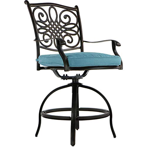 Hanover Traditions 5-Piece Outdoor Dining Set with 4 Swivel Chairs and Round Table Blue