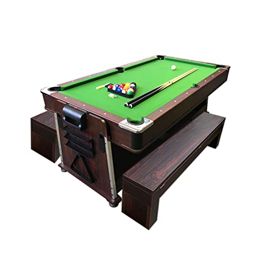 Simba USA 4-in-1 7Ft Pool Table with Benches - Green/White/Red