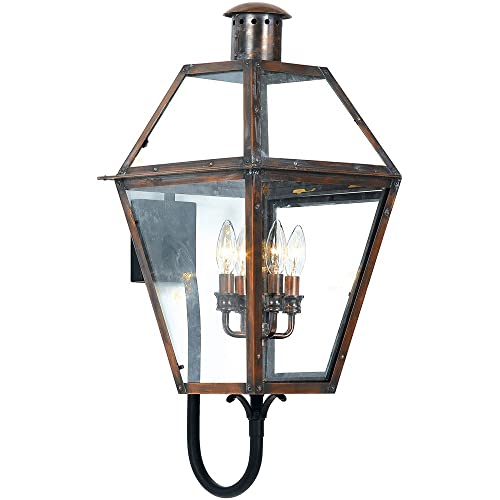 Bailey Street Home 4 Light Wall Lantern Aged Copper Finish with Clear Glass Copper
