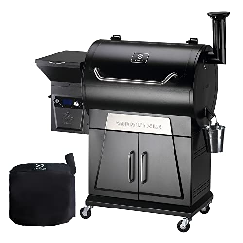 Z GRILLS Pellet Grill Smoker with PID 2.0 Controller, 700 Cooking Area, Meat Probes, Rain Cover Black