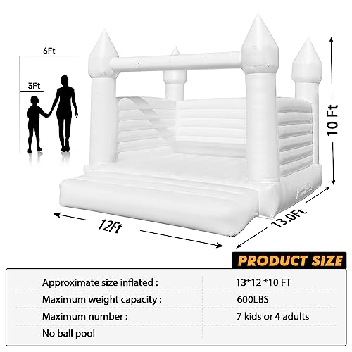 WARSUN Inflatable White Bounce House Castle 13x12x10FT with Blower