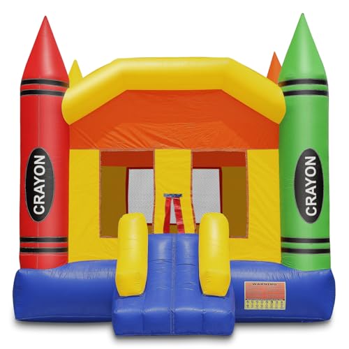 Cloud 9 Commercial Crayon Castle Bounce House with Roof & Escape Hatch Multicolor