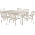 Hanover Morrison 7-Piece Outdoor Dining Set with 6 Sling Chairs and Square Table White/Multi