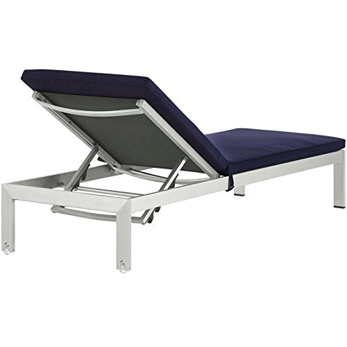 America Luxury - Outdoor Modern Contemporary Urban Patio Chaise Lounge Chair Set, Navy Blue