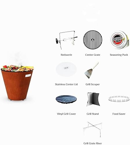 ARTEFLAME Charcoal BBQ Grill and Fire Pit Bundle Brown