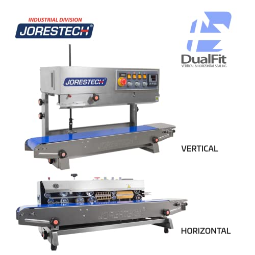 JORESTECH Continuous Plastic Bag Sealing Machine with Date Printer Stainless Steel E-CBS-800I