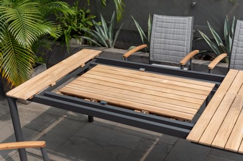 Amazonia Patio Poryt 13-Piece Dining Set Certified Teak Outdoor Black