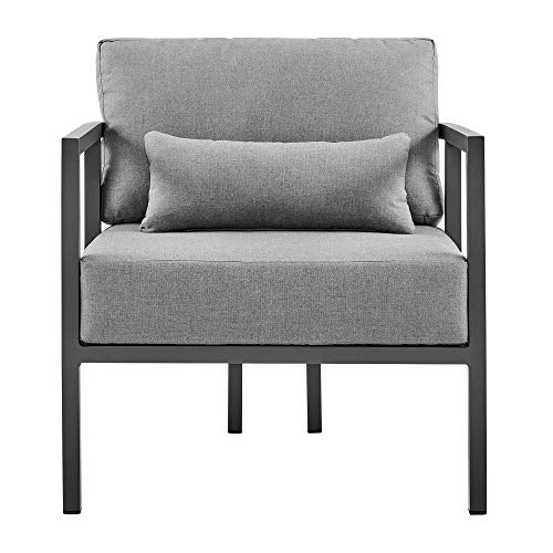 Armen Living Venice 4-Piece Modern Outdoor Patio Conversation Set Dark Gray
