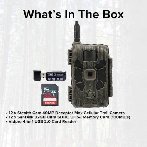Stealth Cam 40MP Deceptor Max Cellular Trail Camera Bundle with 32GB Memory Card and Card Reader