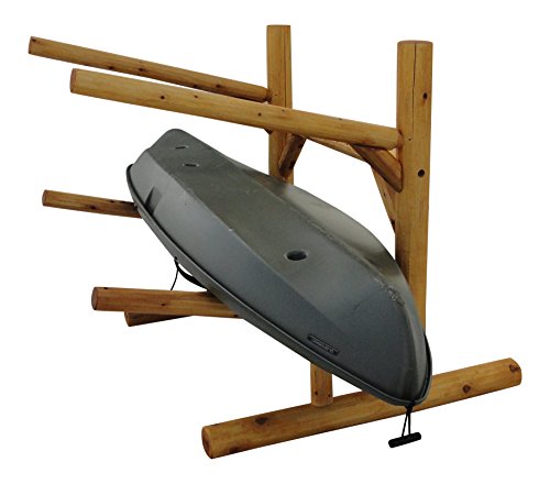 Log Kayak Rack Freestanding 2-Place Kayak Storage System Natural Finish