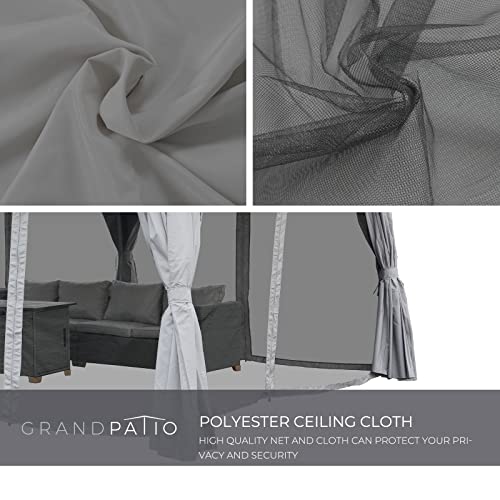 Grand Patio 13'x20' Gray Gazebo with Double Vent Canopy, Privacy Curtains, and Netting